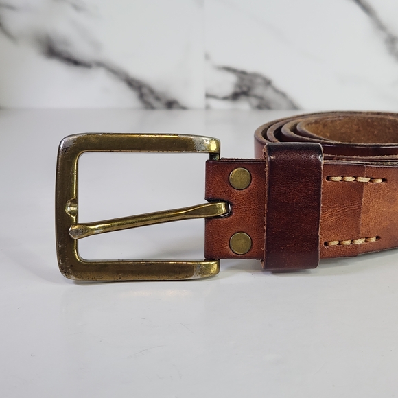 Other - Genuine Leather Men's Brown Belt With bronze-tone finish Buckle